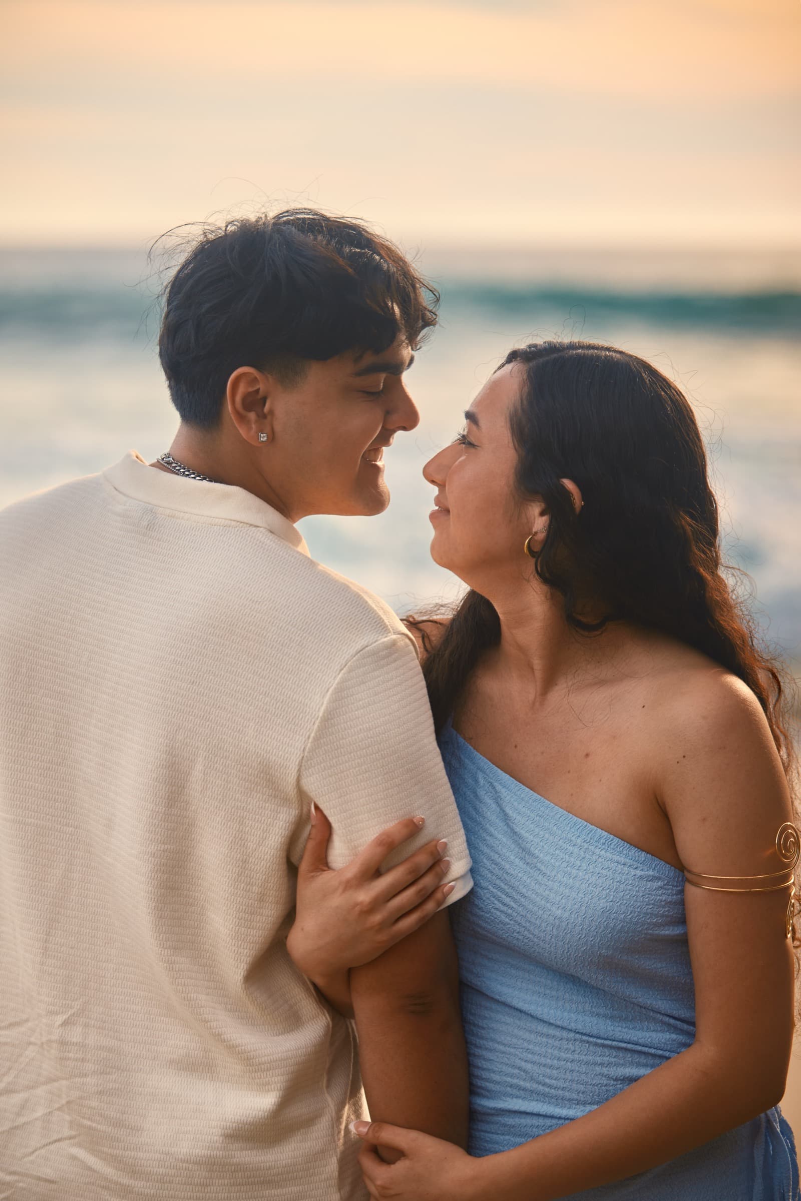 Couple at golden hour on the Orange County coast